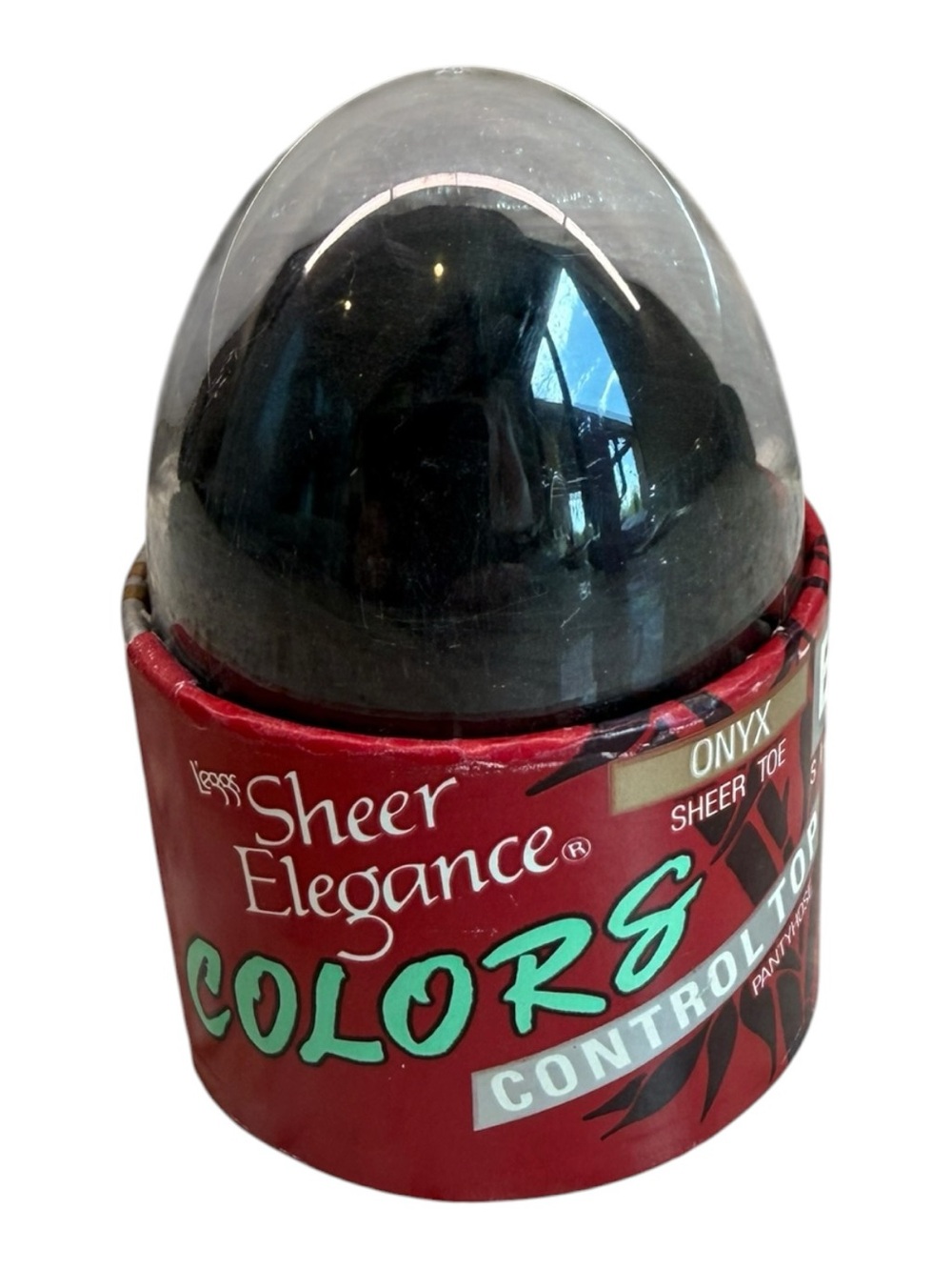 L’eggs Egg Colors Sheer Elegance Control Top Pantyhose Sheer Toe Onyx Size B